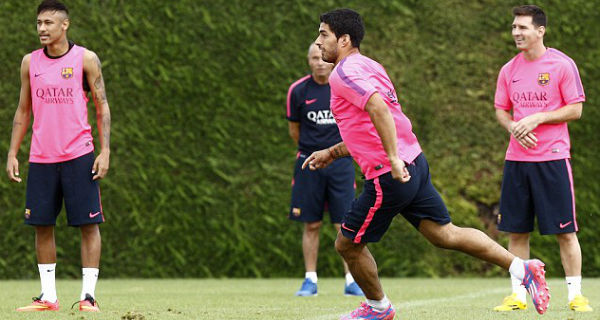 Messi Suarez Neymar back for Barcelona training
