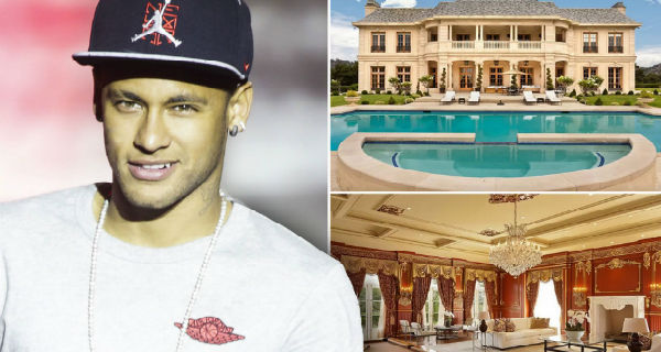 Neymar flaunts his £7,000-a-night Airbnb Beverly Hills mansion